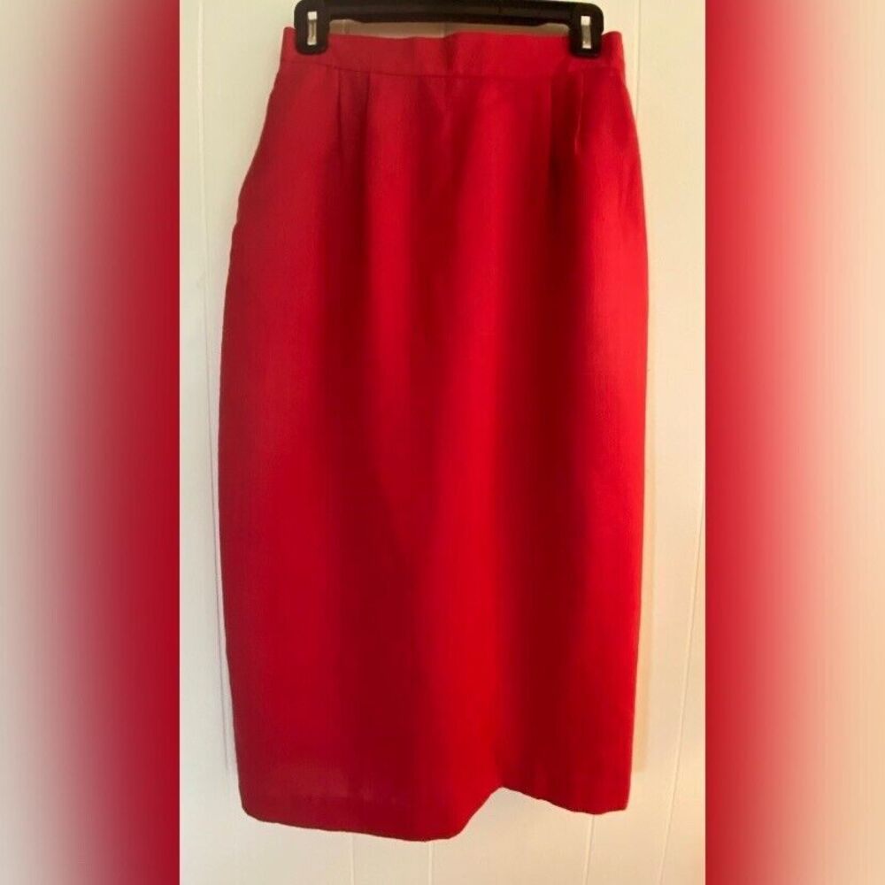Michele Skirt Women’s Small Orange Linen Midi Pencil Pleats Vintage Feminine